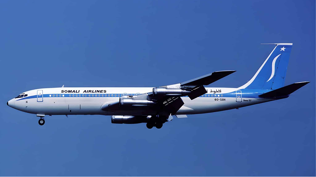 Somali Airlines aircraft in flight